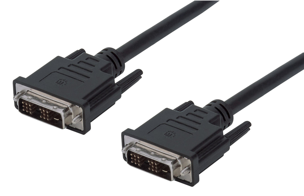 Manhattan Digital DVI-D Single Link Video Cable, 1.8m, Male to Male, Fully Shielded, Compatible with DVD-D, Black, Lifetime Warranty, Polybag
