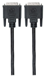 Manhattan Digital DVI-D Single Link Video Cable, 1.8m, Male to Male, Fully Shielded, Compatible with DVD-D, Black, Lifetime Warranty, Polybag