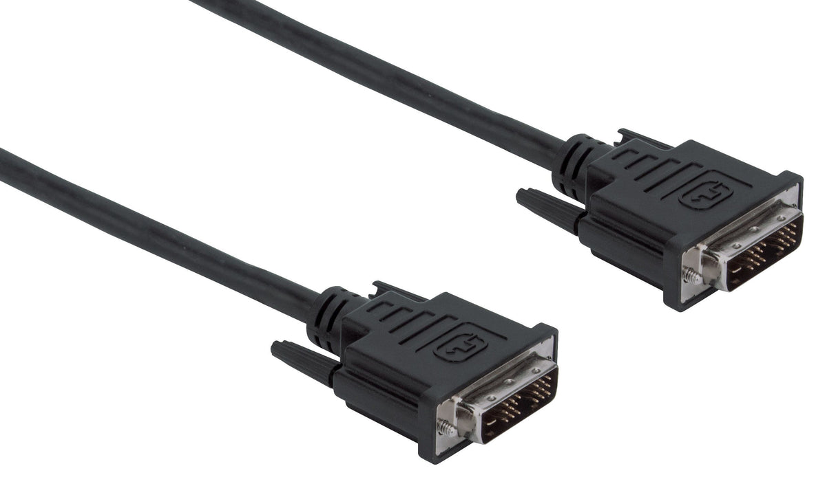 Manhattan Digital DVI-D Single Link Video Cable, 1.8m, Male to Male, Fully Shielded, Compatible with DVD-D, Black, Lifetime Warranty, Polybag