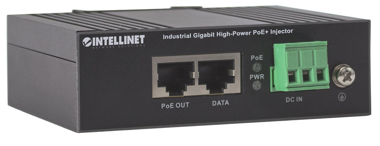 Intellinet Industrial Gigabit High-Power PoE+ Injector, 1 x 30 W Port, IEEE 802.3at/af Power over Ethernet (PoE+/PoE), Metal Housing