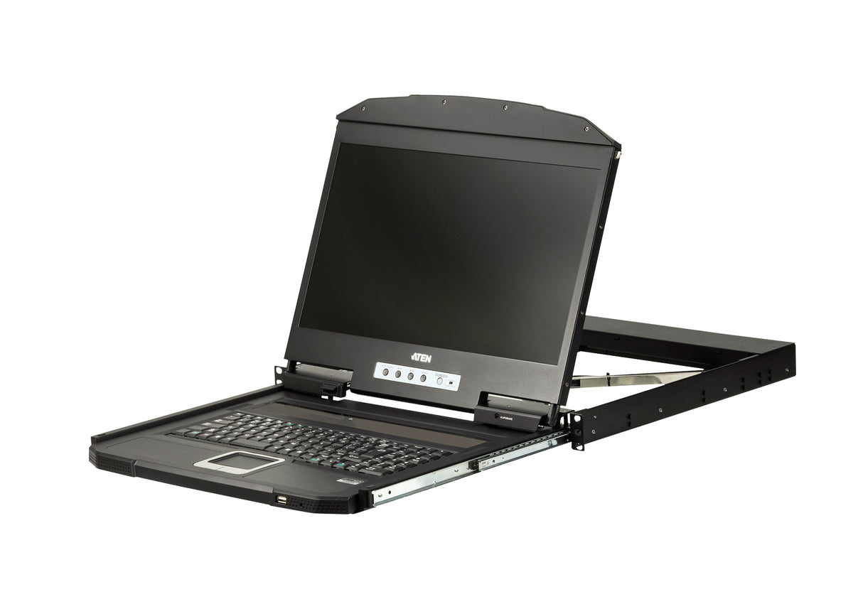 ATEN 1U Short Depth USB VGA Single Rail LCD