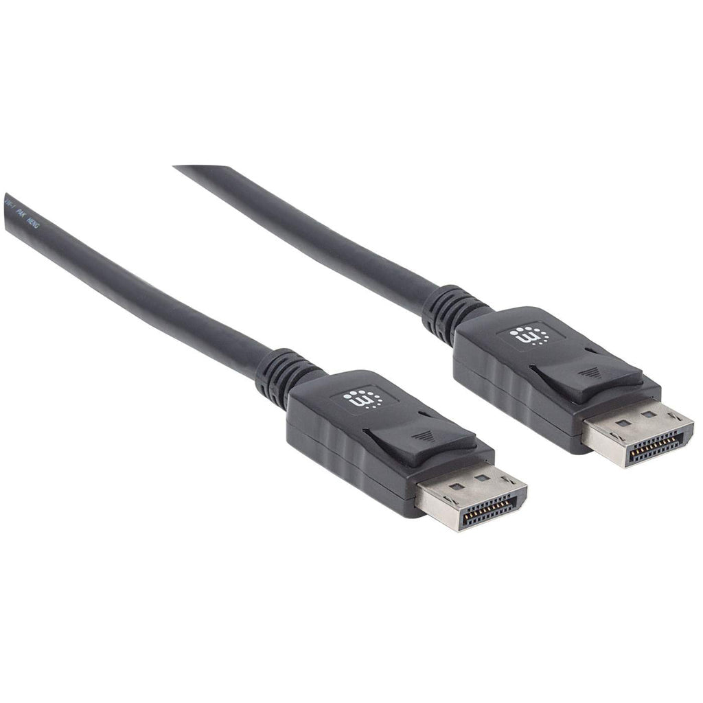 Manhattan DisplayPort 1.2 Cable, 4K@60hz, 3m, Male to Male, With Latches, Fully Shielded, Black, Lifetime Warranty, Equivalent to DISPL3M