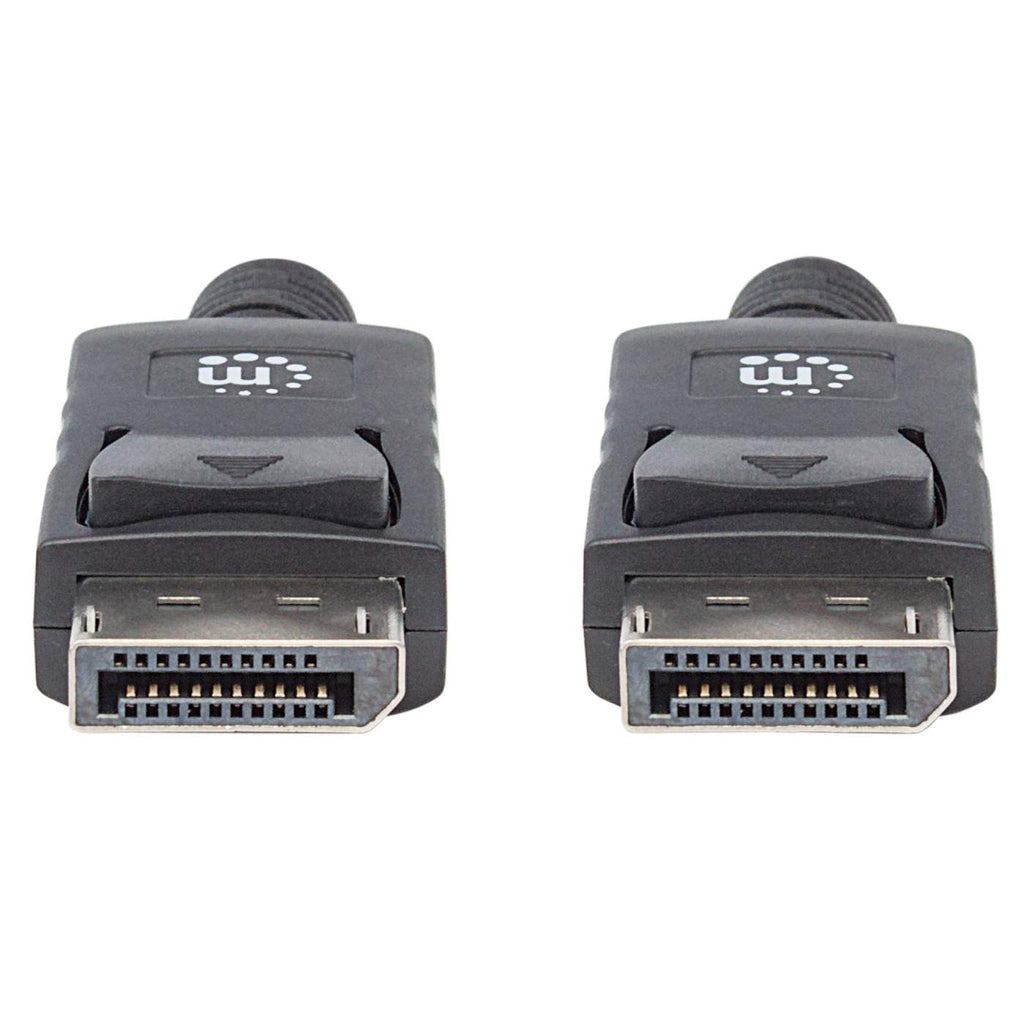 Manhattan DisplayPort 1.1 Cable, 1080p@60Hz, 2m, Male to Male, With Latches, Fully Shielded, Black, Lifetime Warranty