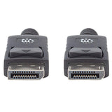 Manhattan DisplayPort 1.1 Cable, 1080p@60Hz, 2m, Male to Male, With Latches, Fully Shielded, Black, Lifetime Warranty