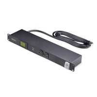 StarTech.com 12-Outlet Horizontal Rack Mount Metered PDU, 1U Server Power Strip w/Surge Protector, 125V/15A, 8ft (2.4m) Power Cable, Power Distribution Unit, TAA