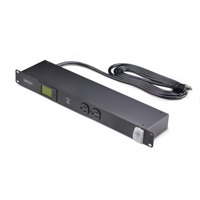 StarTech.com 12-Outlet Horizontal Rack Mount Metered PDU, 1U Server Power Strip w/Surge Protector, 125V/15A, 8ft (2.4m) Power Cable, Power Distribution Unit, TAA