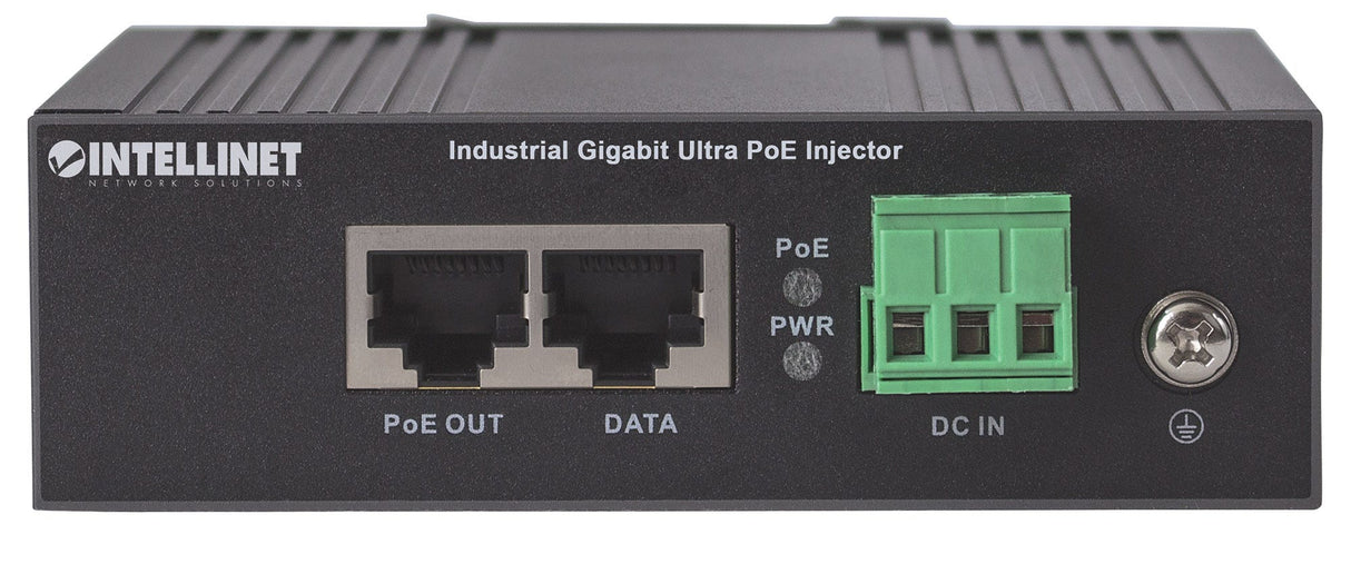Intellinet Industrial Gigabit Ultra PoE Injector, 1 x 60 W Port, IEEE 802.3bt/at/af Power over Ethernet (Ultra POE/PoE+/PoE), Metal Housing