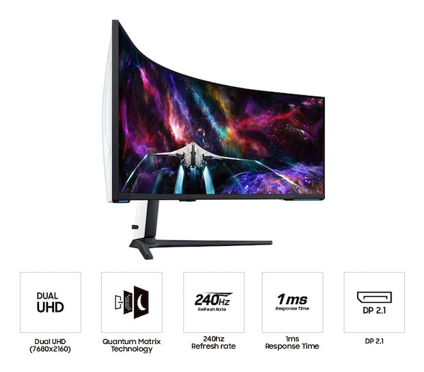 Samsung LS57CG952NNXZA computer monitor 144.8 cm (57") 7680 x 2160 pixels Dual UHD LCD Black, White
