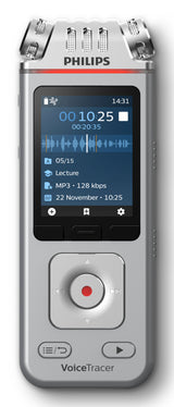Philips DVT4115 Digital Voice Tracer Flash card Chrome, Silver