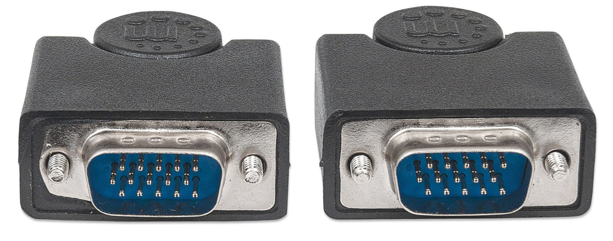 Manhattan VGA Monitor Cable (with Ferrite Cores), 3m, Black, Male to Male, HD15, Cable of higher SVGA Specification (fully compatible), Shielding with Ferrite Cores helps minimise EMI interference for improved video transmission, Lifetime Warranty