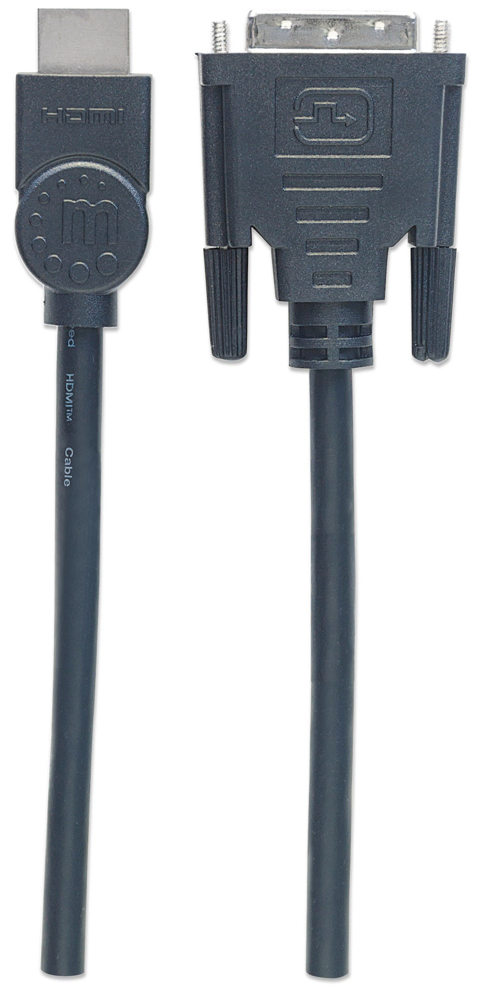 Manhattan HDMI to DVI-D 24+1 Cable, 3m, Male to Male, Black, Dual Link, Compatible with DVD-D, Lifetime Warranty, Equivalent to HDDVIMM3M