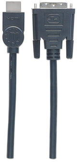 Manhattan HDMI to DVI-D 24+1 Cable, 3m, Male to Male, Black, Dual Link, Compatible with DVD-D, Lifetime Warranty, Equivalent to HDDVIMM3M