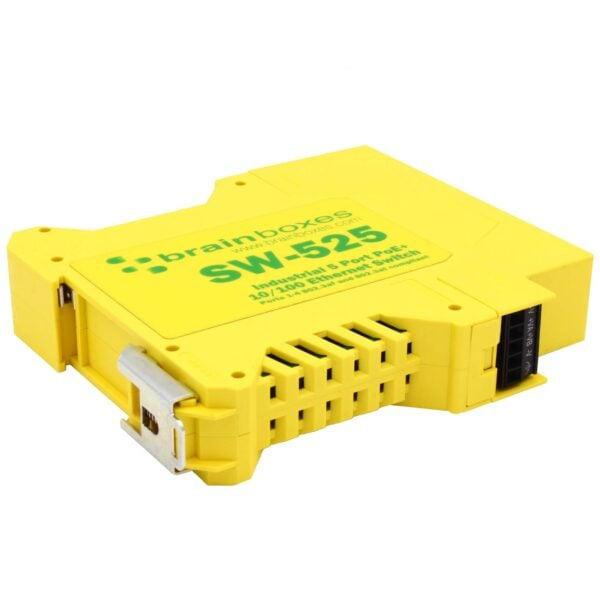 Brainboxes SW-525 network switch Unmanaged Fast Ethernet (10/100) Power over Ethernet (PoE) DIN rail Yellow