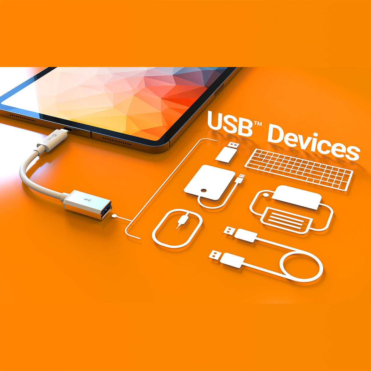 j5create JUCX05 USB-C® 3.1 to USB™ Type-A Adapter, White and Silver
