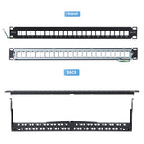 StarTech.com 24 Port 1U Blank Keystone Patch Panel with Cable Management Bar, Rackmount Cat6 Patch Panel for RJ45 STP Ethernet Network Jacks