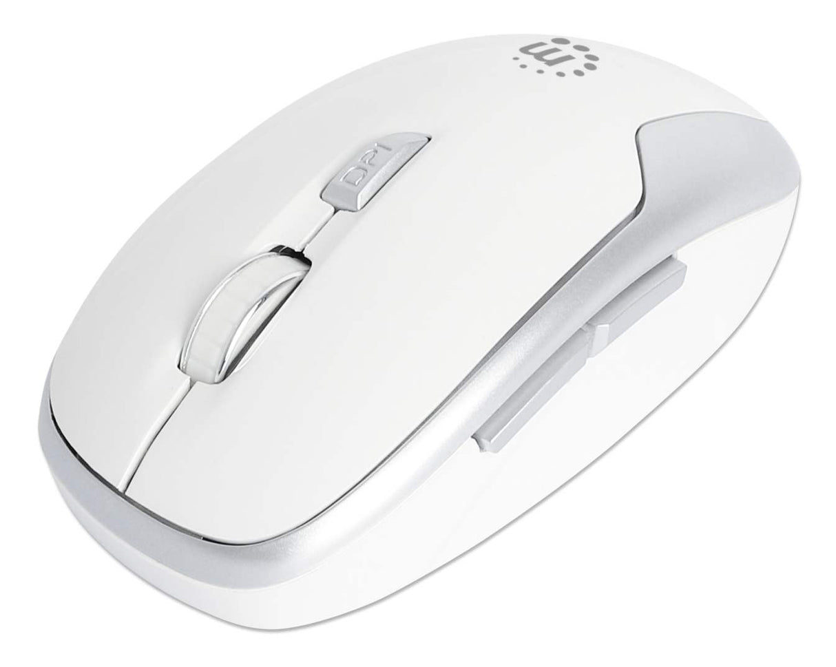 Manhattan USB-A Nano Receiver, Six Buttons with Scroll Wheel, 800/1200/1600 dpi, Wrist-Friendly Contour, White