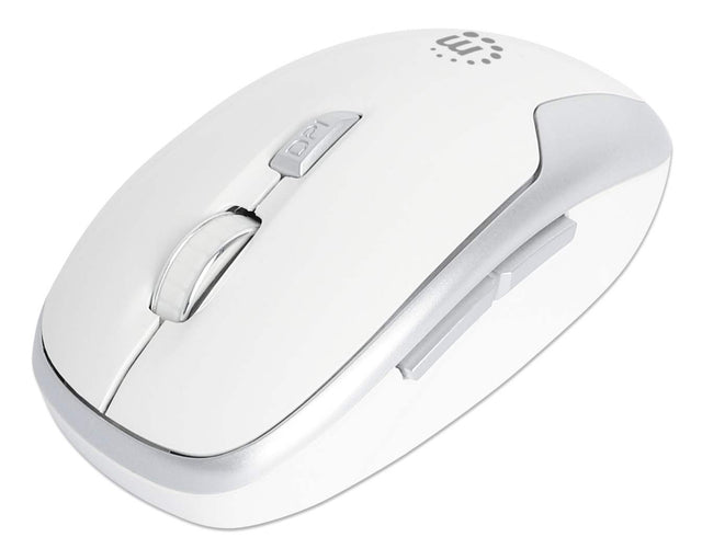Manhattan USB-A Nano Receiver, Six Buttons with Scroll Wheel, 800/1200/1600 dpi, Wrist-Friendly Contour, White