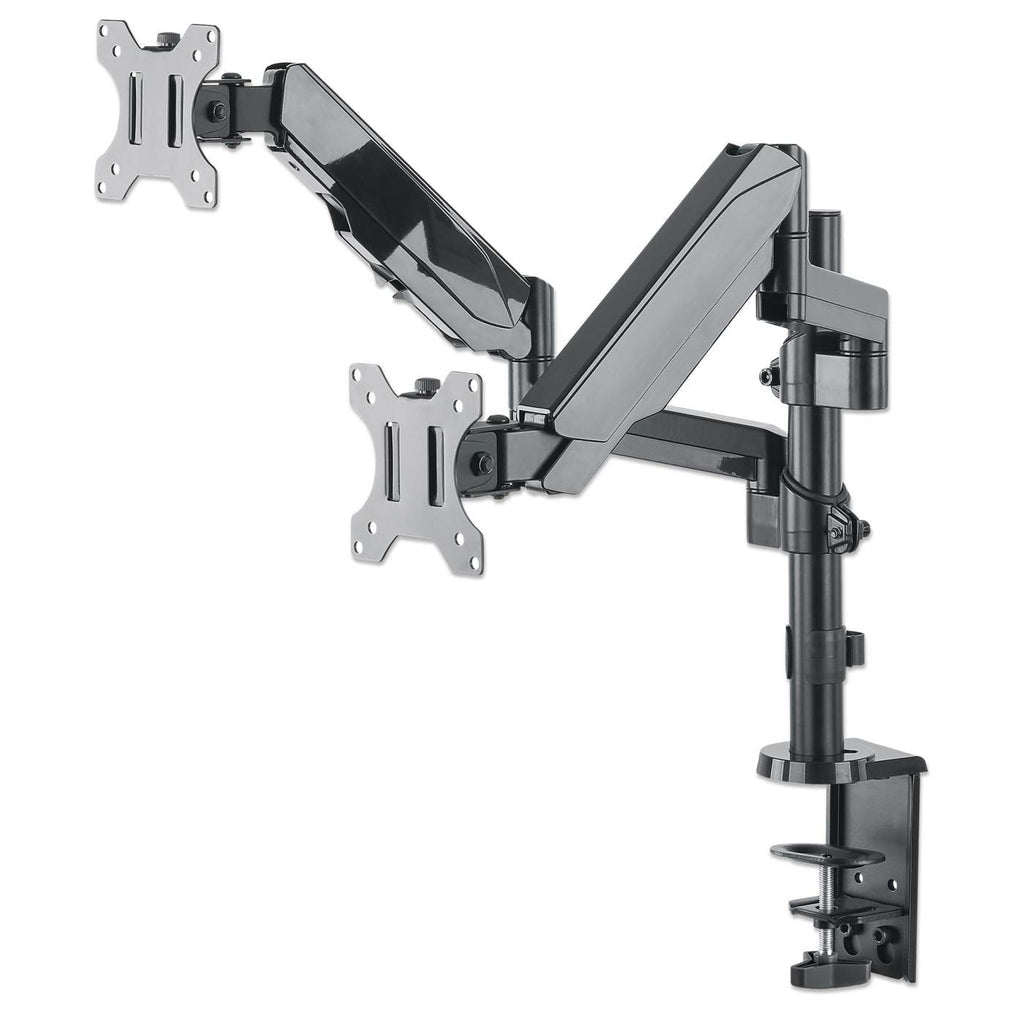 Manhattan Dual Desk Mount for TV & Monitors (Full Motion Gas Spring), For screens 10" to 27", Clamp or Grommet Assembly, VESA compatibility: 75x75 and 100x100mm - check the dimensions of the four mounting holes on back of screen to ensure it fits...