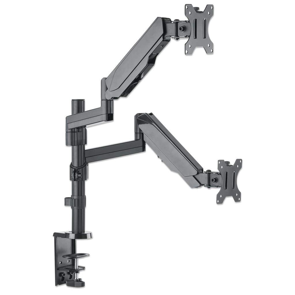 Manhattan Dual Desk Mount for TV & Monitors (Full Motion Gas Spring), For screens 10" to 27", Clamp or Grommet Assembly, VESA compatibility: 75x75 and 100x100mm - check the dimensions of the four mounting holes on back of screen to ensure it fits...