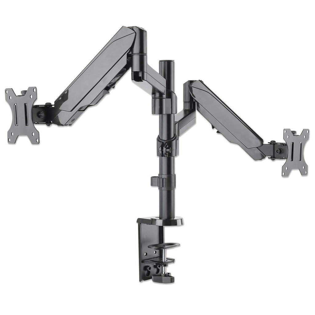 Manhattan Dual Desk Mount for TV & Monitors (Full Motion Gas Spring), For screens 10" to 27", Clamp or Grommet Assembly, VESA compatibility: 75x75 and 100x100mm - check the dimensions of the four mounting holes on back of screen to ensure it fits...
