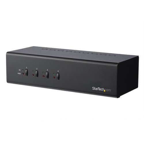 StarTech.com 4 Port Dual Monitor Dual Link DVI KVM Switch 1440p - Dual Screen/View/Display Compact USB KVM Switch w/Integrated USB 3.0 Hub & Audio - Dell HP Apple Lenovo TAA Compliant