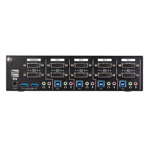 StarTech.com 4 Port Dual Monitor Dual Link DVI KVM Switch 1440p - Dual Screen/View/Display Compact USB KVM Switch w/Integrated USB 3.0 Hub & Audio - Dell HP Apple Lenovo TAA Compliant