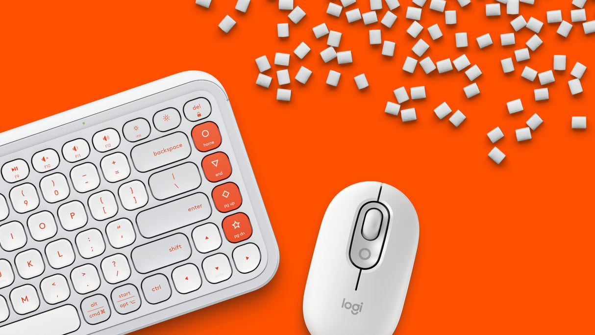 Logitech POP Icon Combo keyboard Mouse included Universal Bluetooth QWERTY English Orange, White