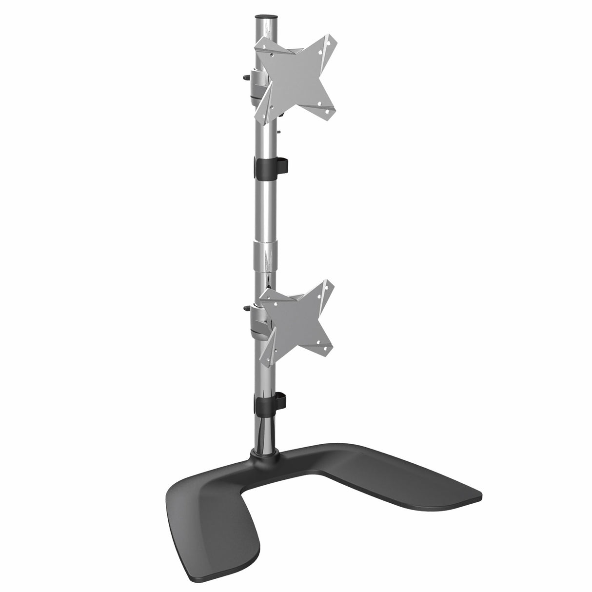 StarTech.com Vertical Dual Monitor Stand, Ergonomic Desktop Stacked Two Monitors, Free Standing Universal Monitor Mount, Height Adjustable - For up to two 27" or 34" Ultrawide (22lb/8kg) VESA Mount Displays
