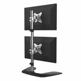 StarTech.com Vertical Dual Monitor Stand, Ergonomic Desktop Stacked Two Monitors, Free Standing Universal Monitor Mount, Height Adjustable - For up to two 27" or 34" Ultrawide (22lb/8kg) VESA Mount Displays