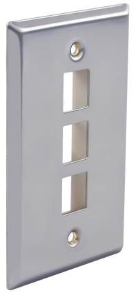 Wavenet FacePlate Stainless Steel Single Gang, 3-PORT