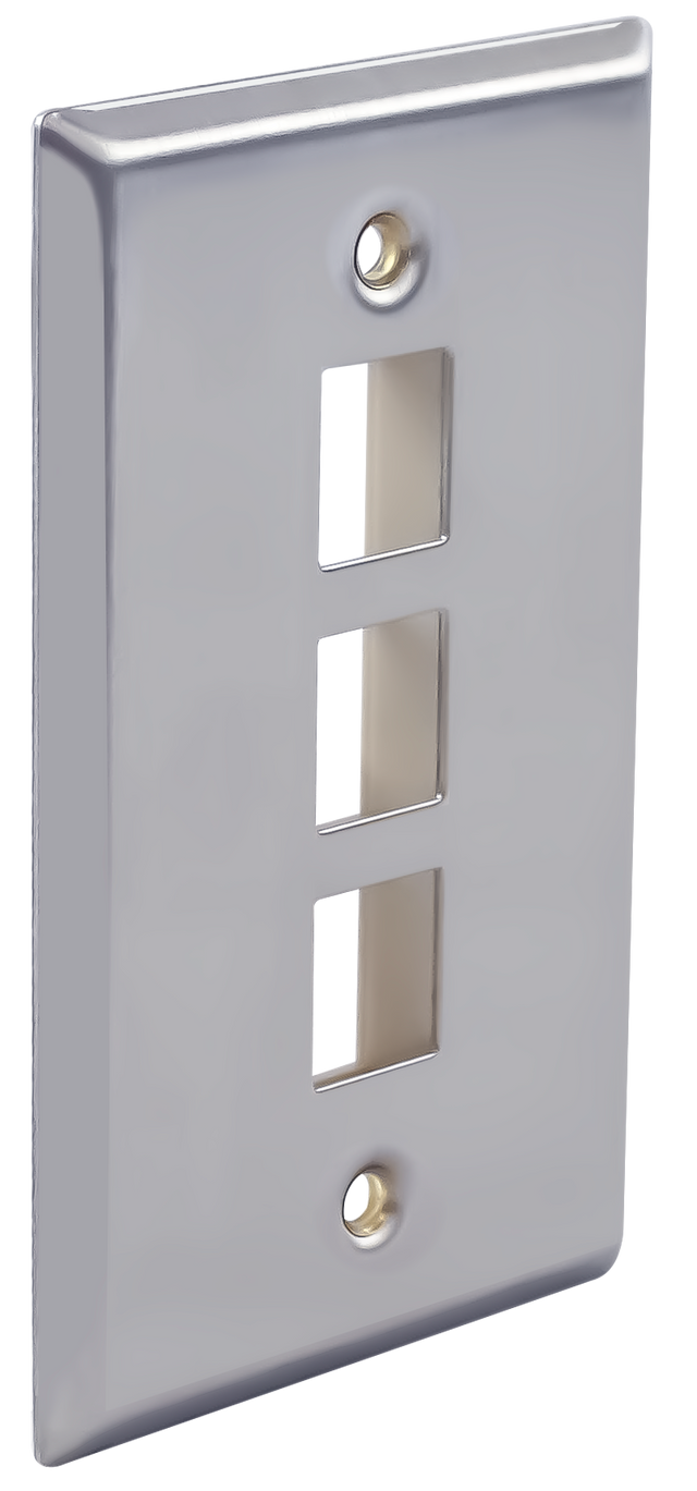 Wavenet FacePlate Stainless Steel Single Gang, 3-PORT