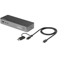 StarTech.com Universal Laptop Docking Station, Hybrid USB-C & USB-A Dock, Dual 4K DP & HDMI, 60W PD, Mac / Windows / Chrome OS, 4x USB 5Gbps Hub, GbE