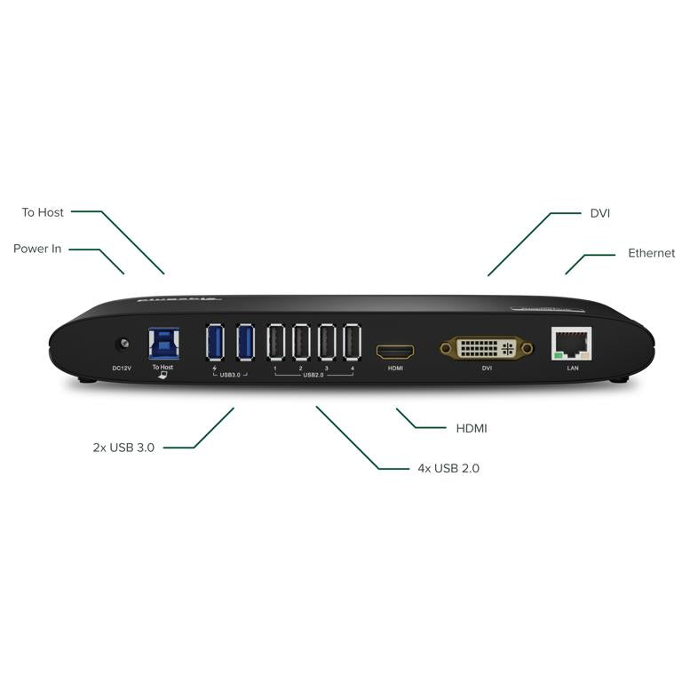 Plugable Technologies UD-3900H laptop dock/port replicator Docking USB 3.2 Gen 1 (3.1 Gen 1) Type-A Black