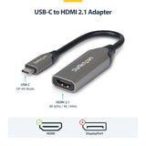 StarTech.com USB-C to HDMI Adapter, 8K 60Hz / 4K 120Hz, Thunderbolt / USB4 Compatible, USB C to HDMI 2.1 Converter, HDR10+, 7.9in (20cm) Cable