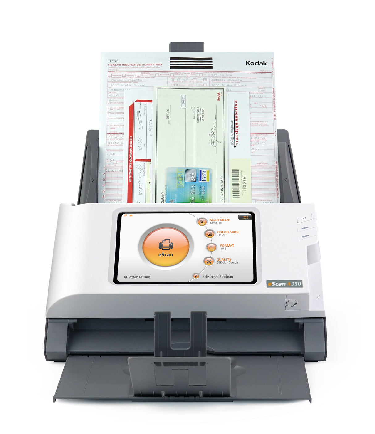 Plustek eScan A350 Essential ADF scanner 600 x 600 DPI A4 Black, White