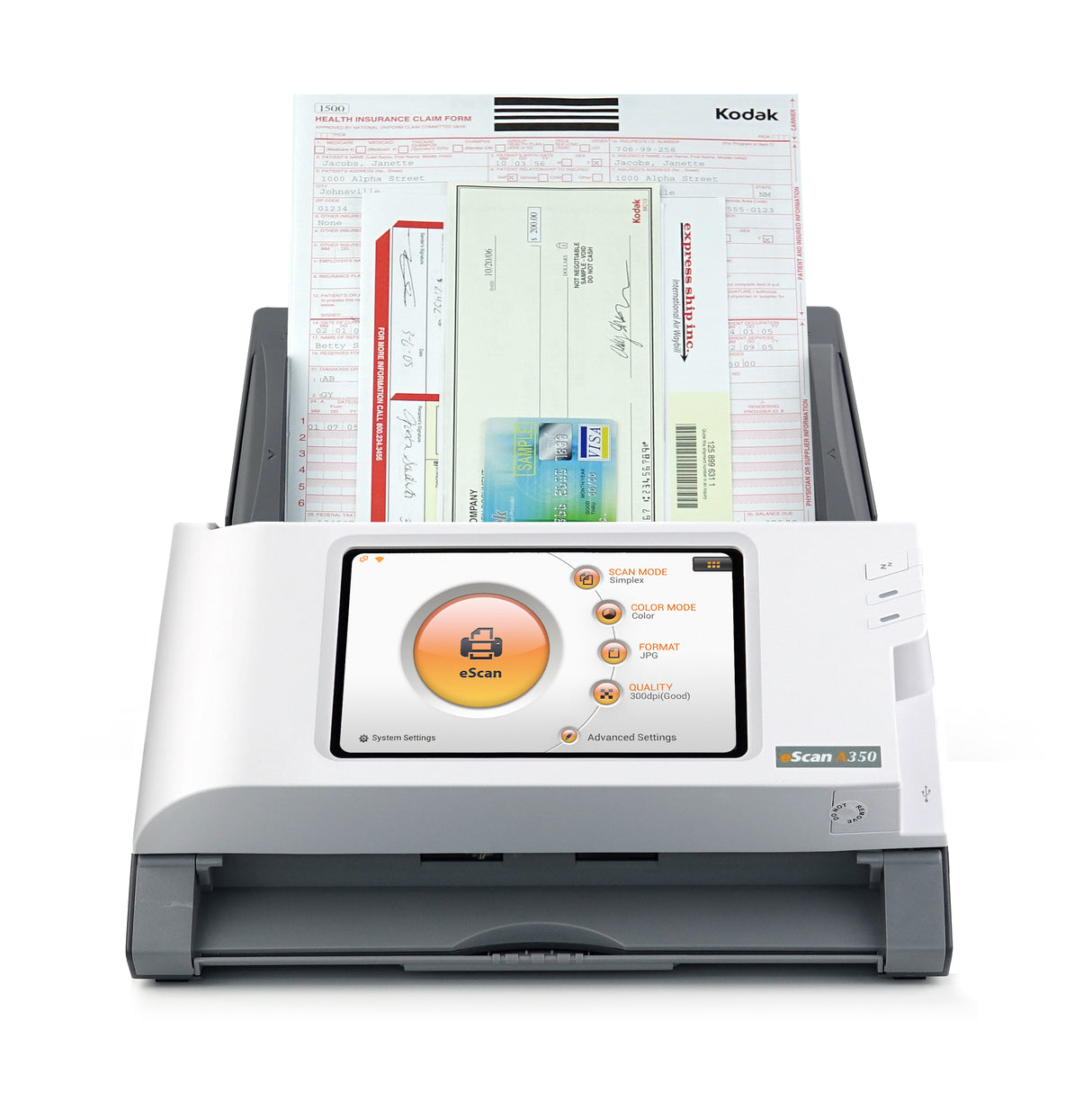 Plustek eScan A350 Essential ADF scanner 600 x 600 DPI A4 Black, White