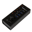 StarTech.com 4 Port USB 3.0 Hub (5Gbps) plus 3 Dedicated USB Charging Ports (2 x 1A & 1 x 2A) - Wall Mountable Metal Enclosure