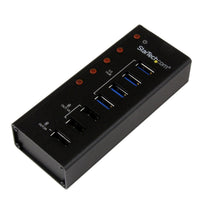 StarTech.com 4 Port USB 3.0 Hub (5Gbps) plus 3 Dedicated USB Charging Ports (2 x 1A & 1 x 2A) - Wall Mountable Metal Enclosure