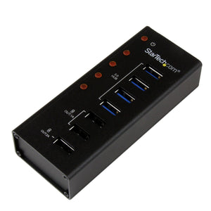 StarTech.com 4 Port USB 3.0 Hub (5Gbps) plus 3 Dedicated USB Charging Ports (2 x 1A & 1 x 2A) - Wall Mountable Metal Enclosure