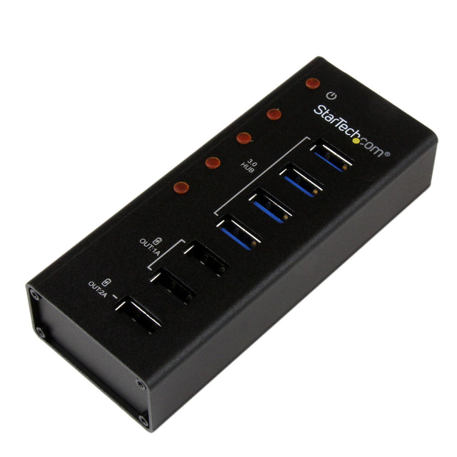 StarTech.com 4 Port USB 3.0 Hub (5Gbps) plus 3 Dedicated USB Charging Ports (2 x 1A & 1 x 2A) - Wall Mountable Metal Enclosure