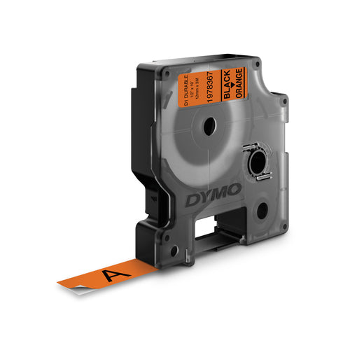 DYMO Authentic D1 Durable Labels | Black Print on Orange Tape | 12 mm x 3 m | High-Performance Label Tape for LabelManager Label Makers