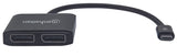 Manhattan USB-C to Dual DisplayPort 1.2 Adapter Cable, 4K@30Hz, 19.5cm, Male to Females, USB-C to 2x DisplayPorts, MST Hub, Mirror, Black, Three Year Warranty, Blister