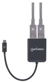 Manhattan USB-C to Dual DisplayPort 1.2 Adapter Cable, 4K@30Hz, 19.5cm, Male to Females, USB-C to 2x DisplayPorts, MST Hub, Mirror, Black, Three Year Warranty, Blister