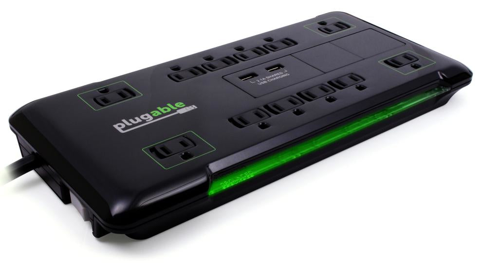 Plugable Technologies PS12-USB2B surge protector Black 12 AC outlet(s) 120 V 1.89 m