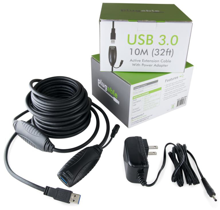 Plugable Technologies USB3-10M-D USB cable USB 3.2 Gen 1 (3.1 Gen 1) USB A Black