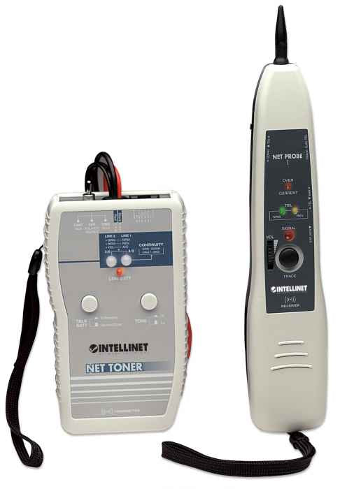 Intellinet Net Toner and Probe Kit, Tone Generator, Tests datacom, telecom, security, video, and audio networks, Two position switch for single or multi-tone signal, Carry pouch