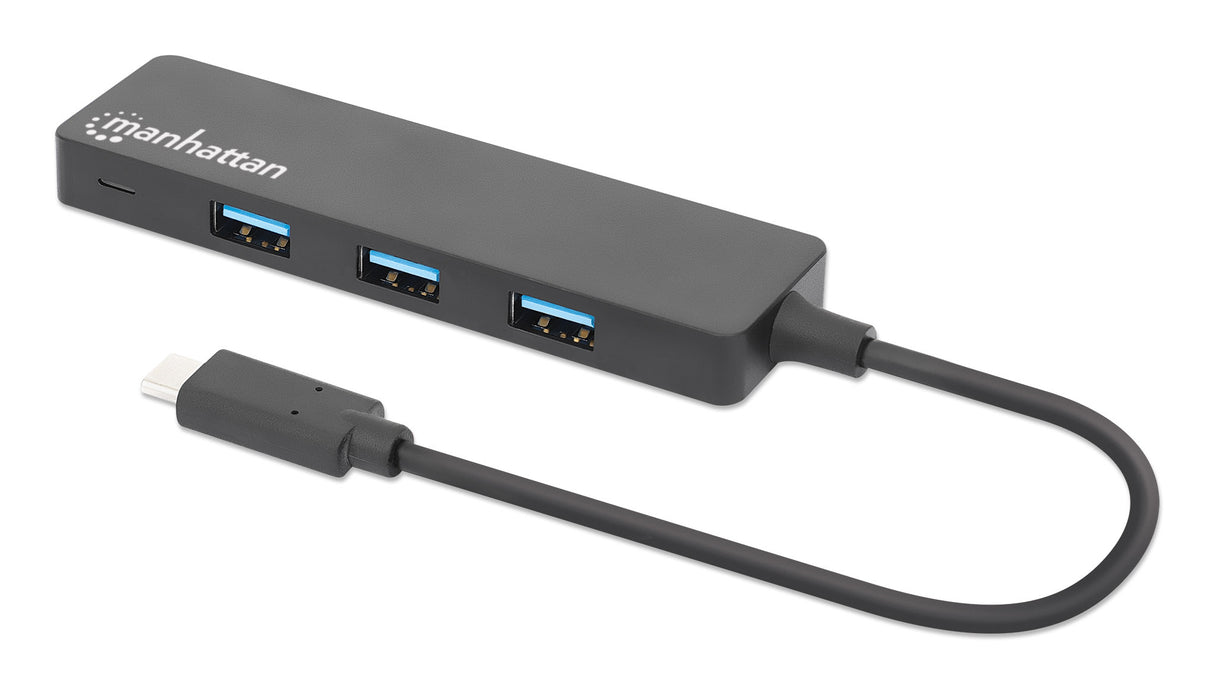 Manhattan USB-C Dock/Hub, Ports (4): USB-A (x4), 5 Gbps (USB 3.2 Gen1 aka USB 3.0), USB powered (no external power supply required), Equivalent to HB30CM4AB