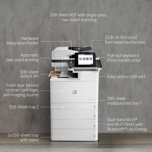 HP Color LaserJet Enterprise Flow LaserJet Enterprise Flow M776z Wireless Multifunction Color Printer, Copier, Scanner; Duplex