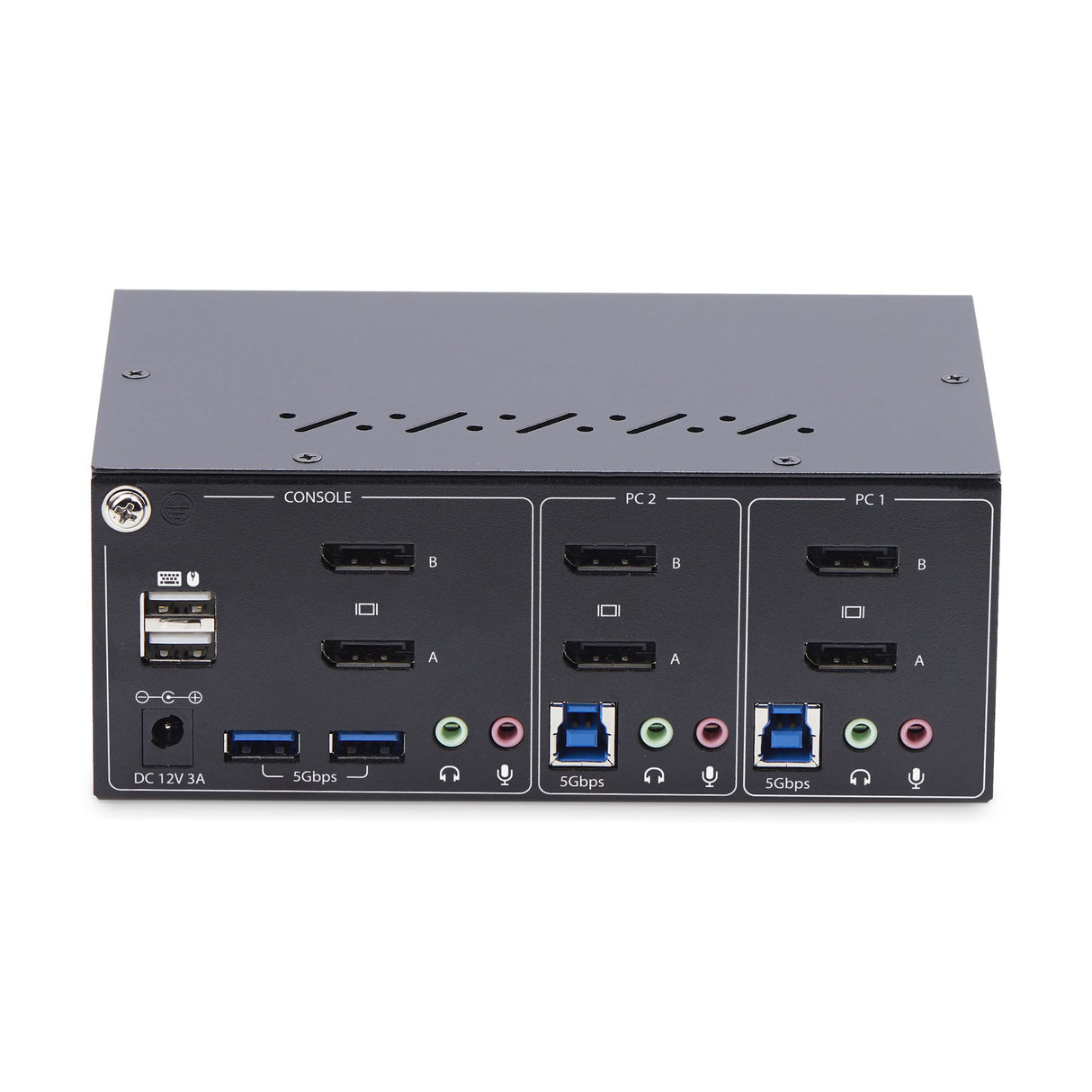 StarTech.com 2-Port Dual-Monitor DisplayPort KVM Switch, 4K 60Hz, 2x USB 5Gbps Hub Ports, 2x USB 2.0 HID Ports, Hotkey and Push-Button Switching, TAA Compliant - 3.5mm Audio, HDCP