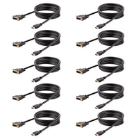 StarTech.com 6ft (1.8m) HDMI to DVI Cable, DVI-D to HDMI Display Cable (1920x1200p), 10 Pack, Black, 19 Pin HDMI to DVI-D Cable Adapter M/M, Digital Monitor Cable, DVI to HDMI Cord